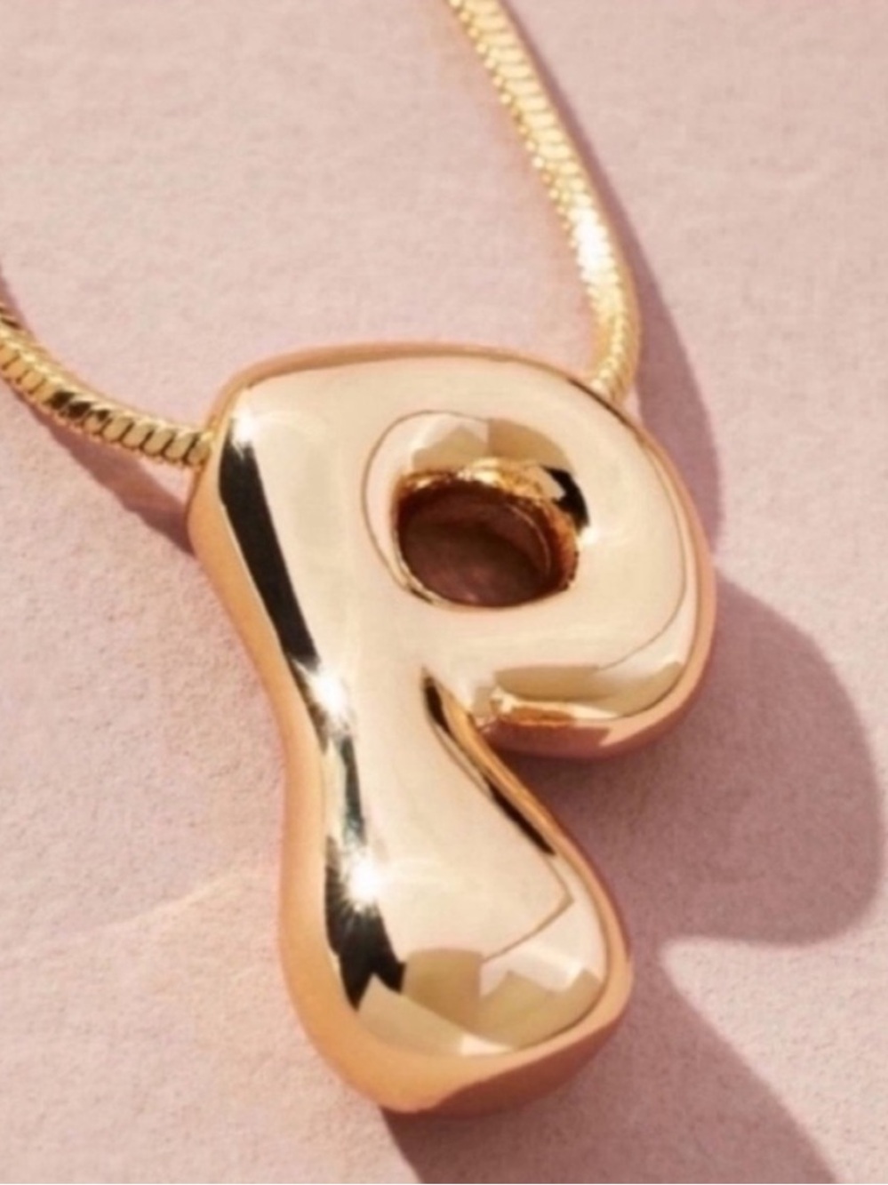 New! Gold Bubble Monogram Initial Letter Necklace NWOT